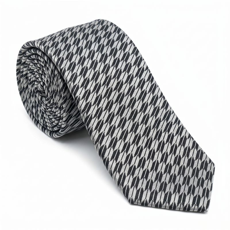 Emporio Armani 100% Silk Gray Geometric Tie - Made In Italy
